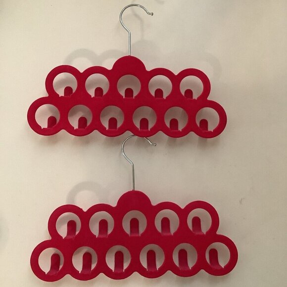 2pk Pink Decor Non-Slip Velvet Scarf, Socks, Ties, Belts Hangers 11 Hooks Each - Picture 2 of 2
